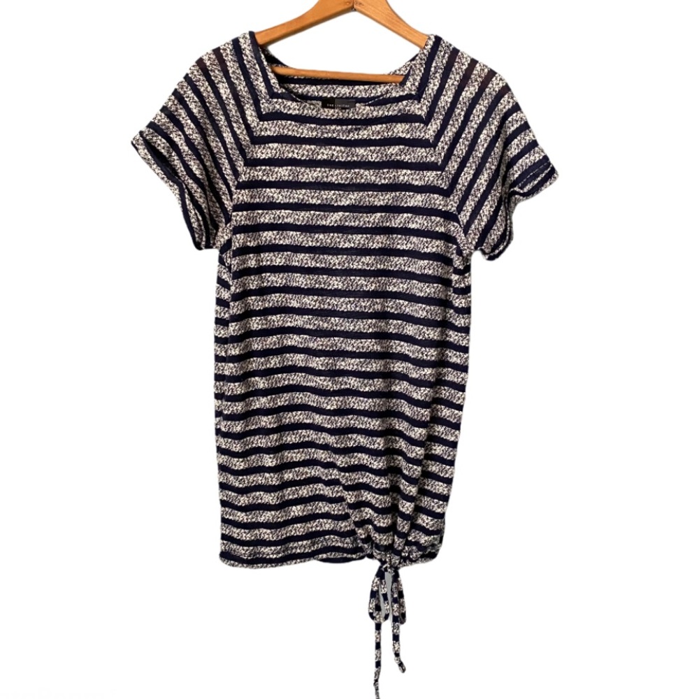 The Limited Navy Stripe Shirt Sleeve Shirt Small